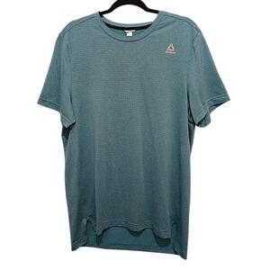 Reebok Short Sleeve T-Shirt Men Sz Large Teal Blue Green Activewear Sport Casual